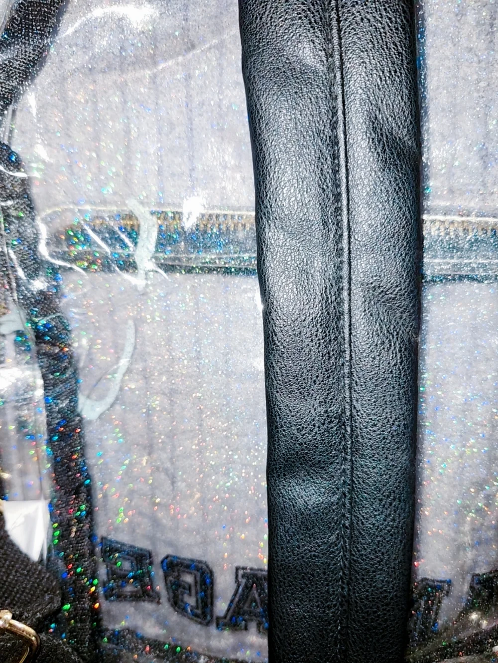 Rampage Clear Black Glitter Backpack - Transparent PVC School Bag - Picture 4 of 6